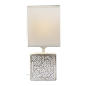 Maderia Table Lamp White/Brown E27 1x40w