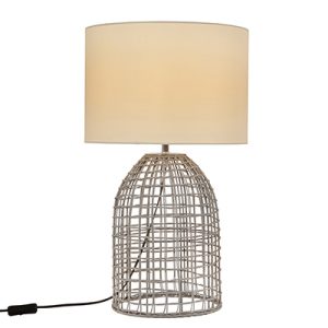 Zanie Table Lamp Grey Woven Rattan with Fabric Shade