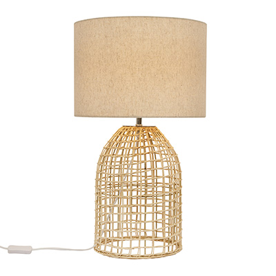 Zanie Table Lamp Nature Woven Rattan with Fabric Shade