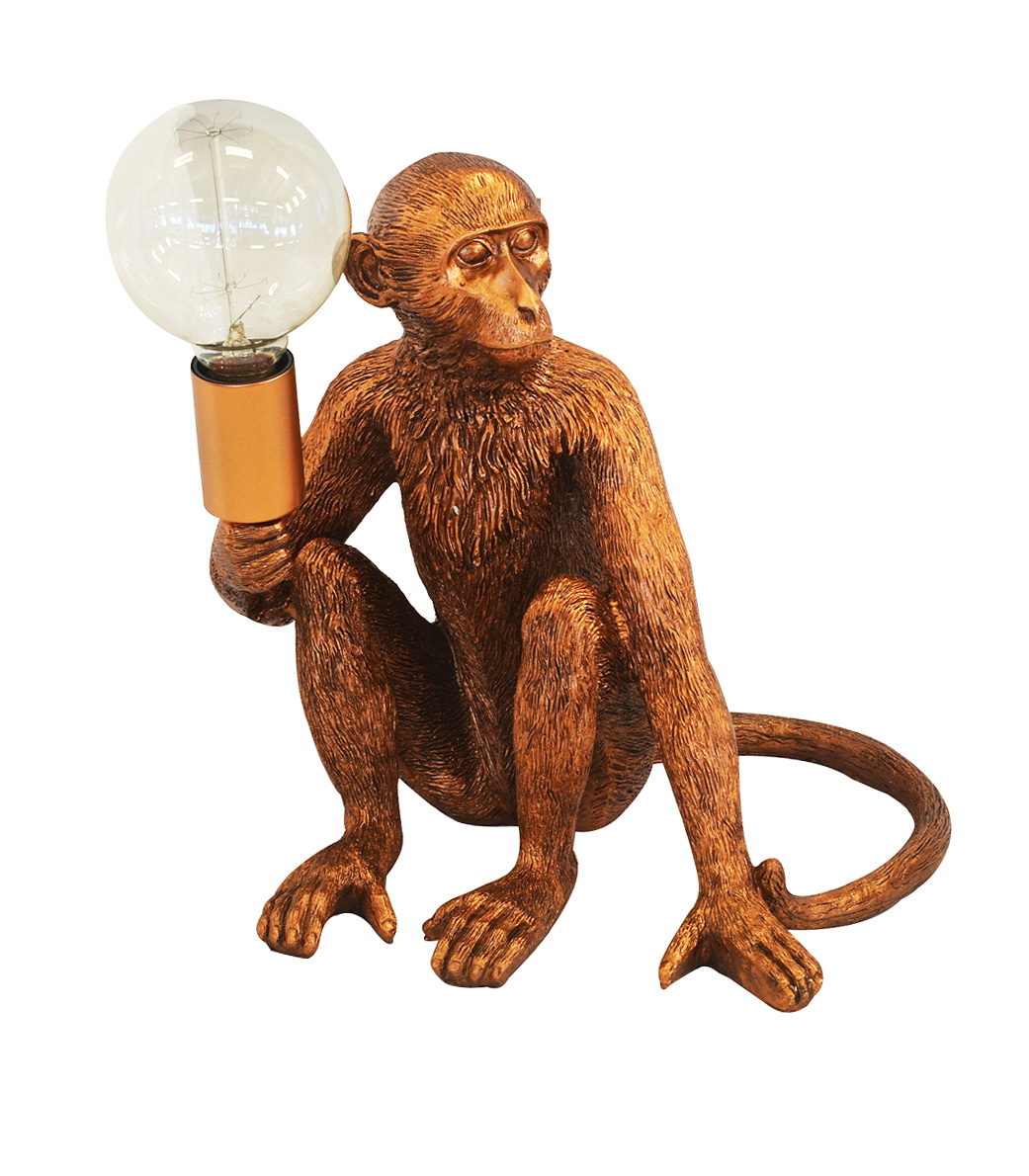 Resin Monkey Lamp X-large Copper 40cm